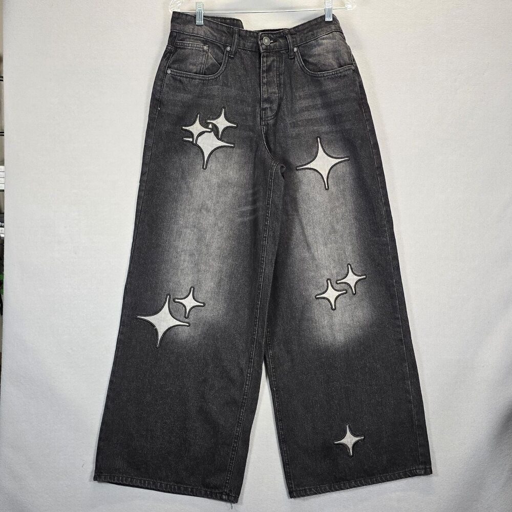 Boohoo MAN relaxed fit start patchwork jeans Size 30 Stars New